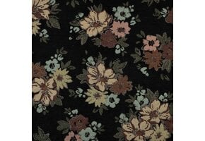 Gobelinstof – Chenille Flowers Zwart