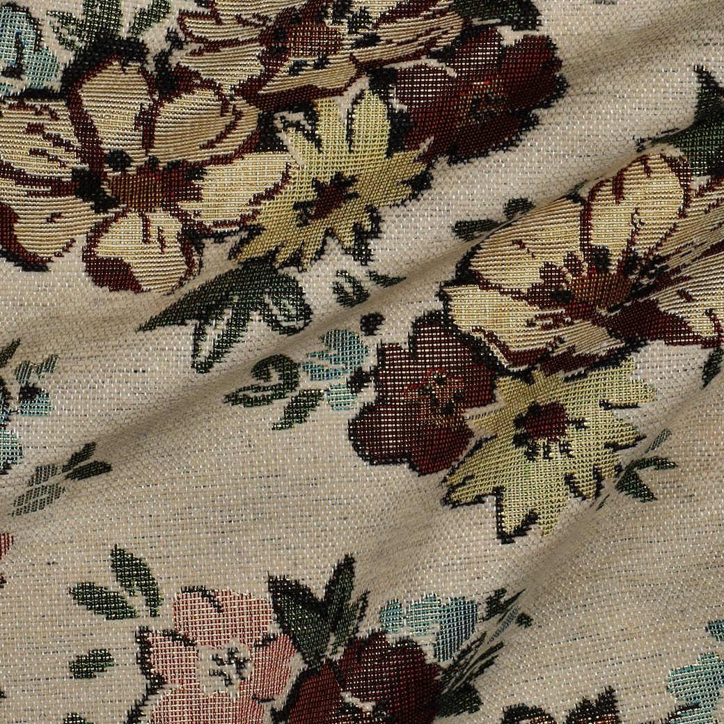 Gobelinstof – Chenille Flowers Sand – Sterk, Stijlvol & Vintage