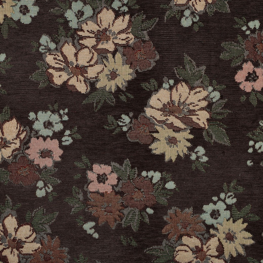 Gobelinstof – Chenille Flowers Bruin – Sterk, Stijlvol & Vintage