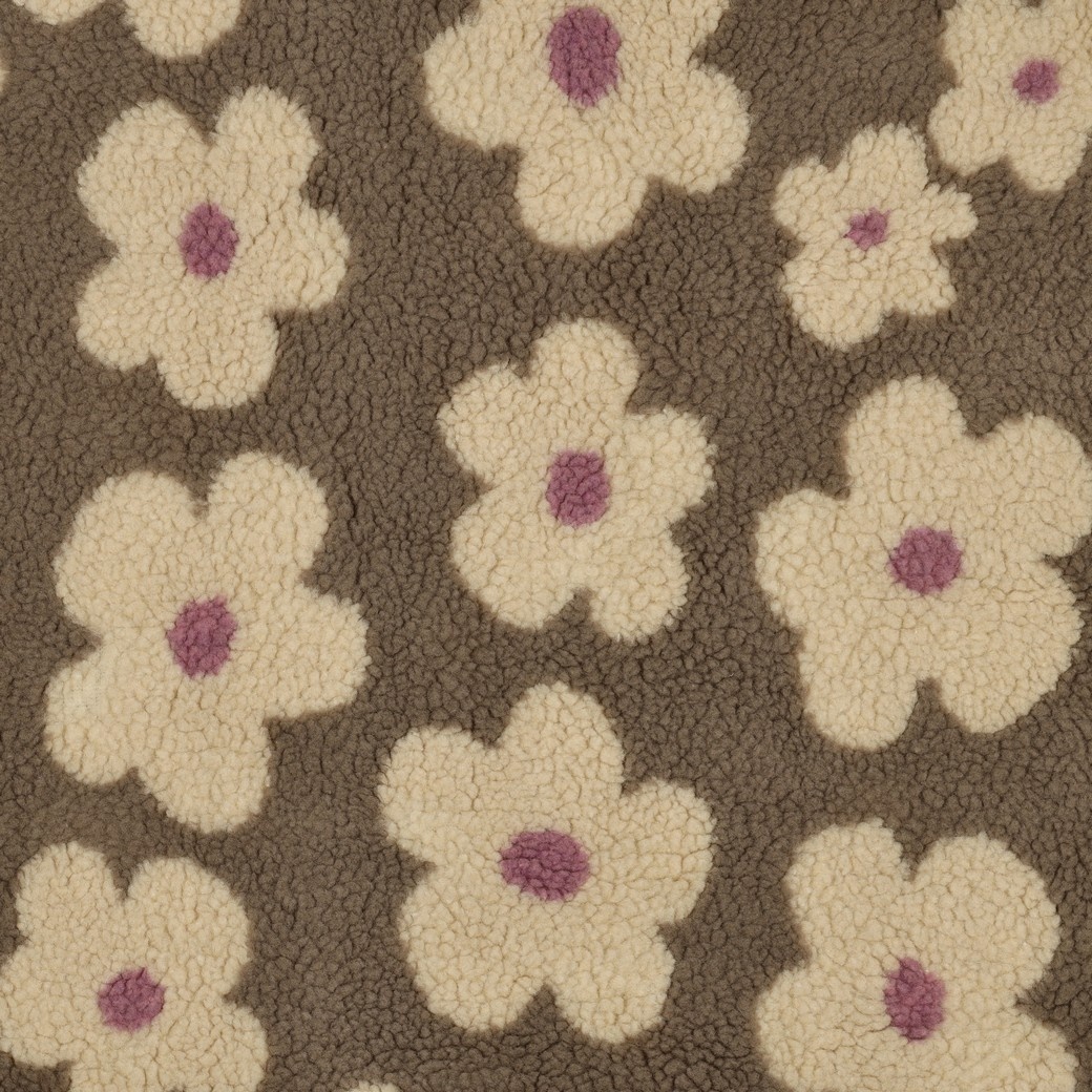 Teddy Stof Bloemen - Taupe/Beige