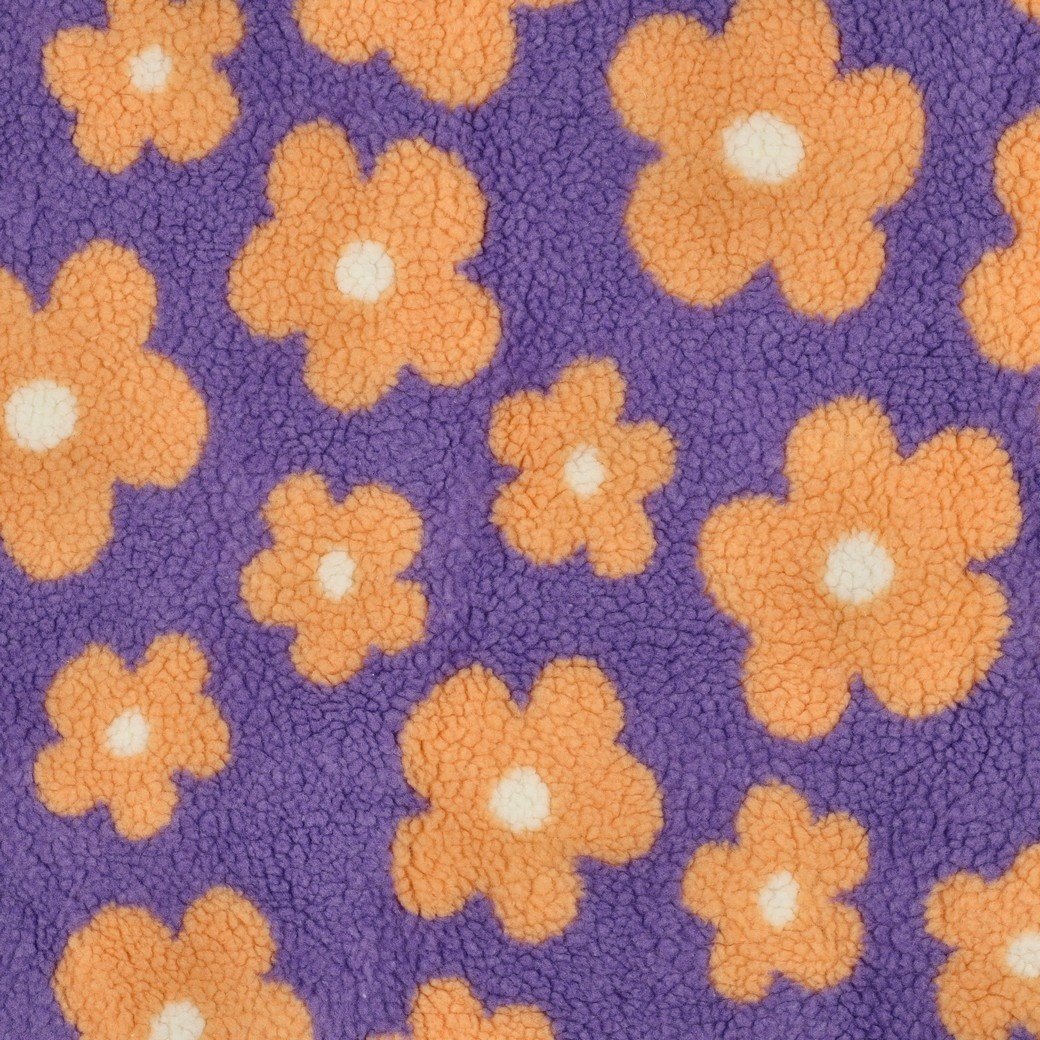 Teddy Stof Bloemen - Lila/Oranje