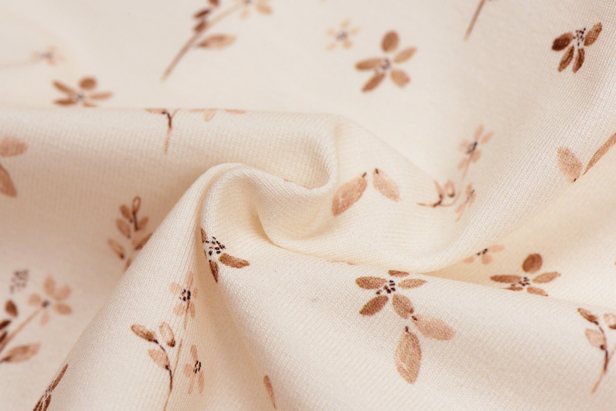 Jersey Katoen Digitale Print - Gezellige Bloem Beige