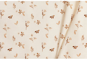 Jersey Katoen Digitale Print - Gezellige Bloem Beige