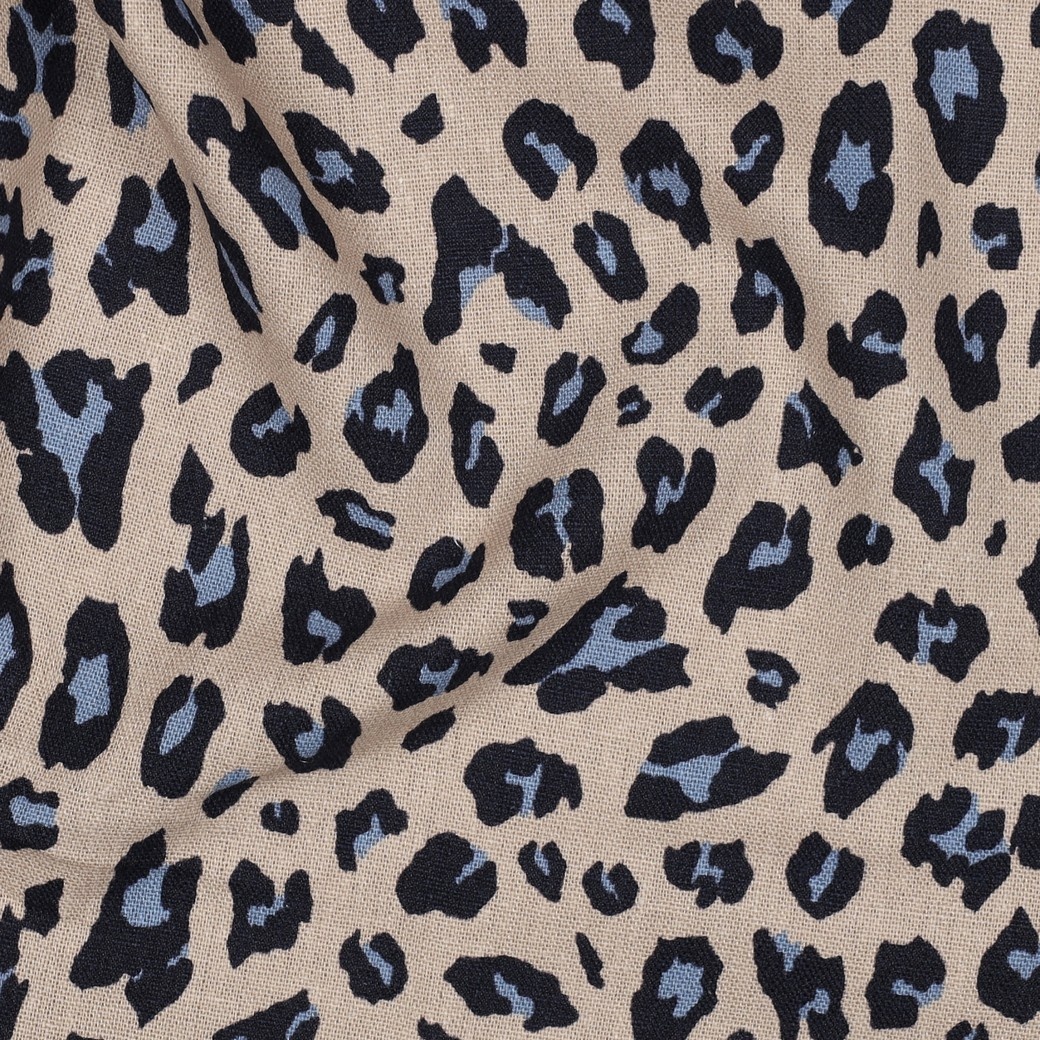 Linnen Viscose Stof Dierenprint Camel