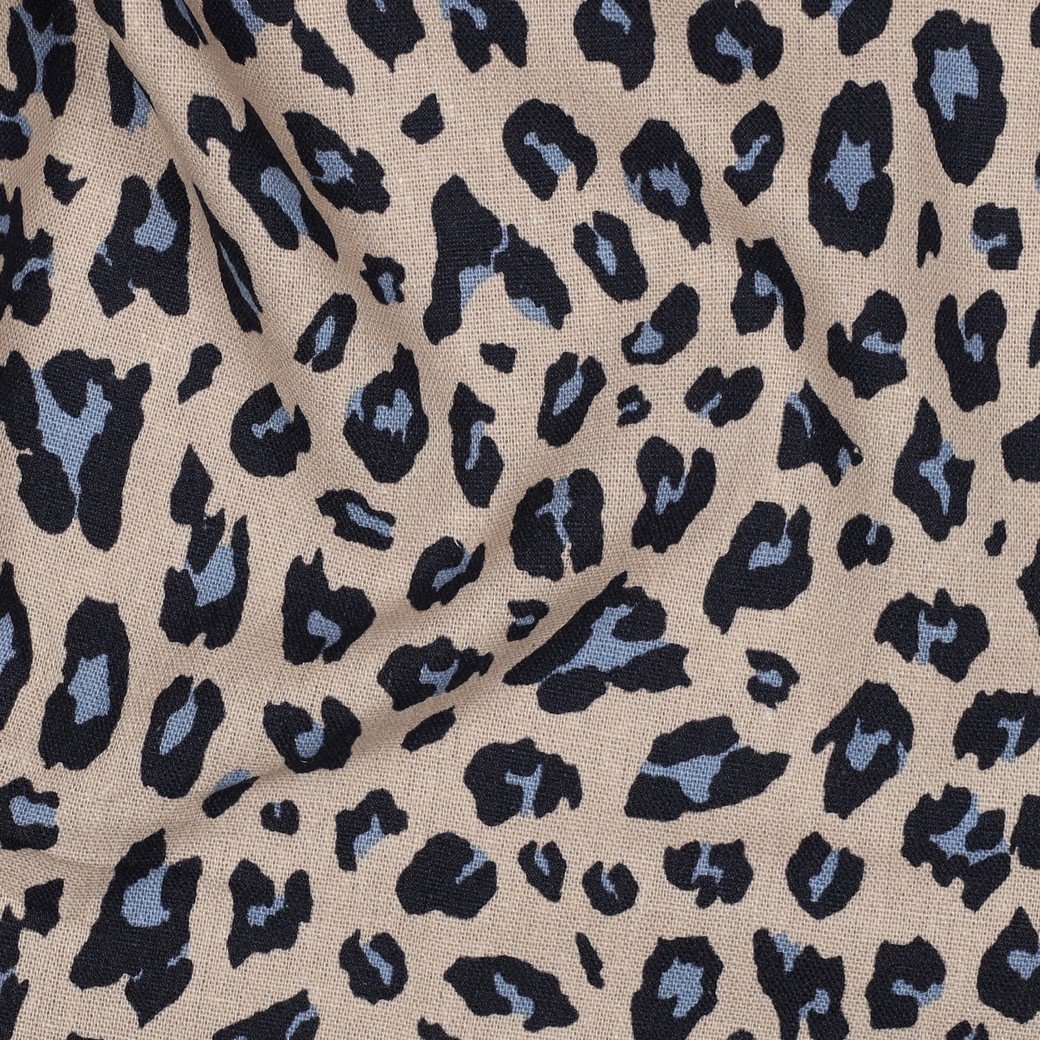 Linnen Viscose Stof Dierenprint Camel