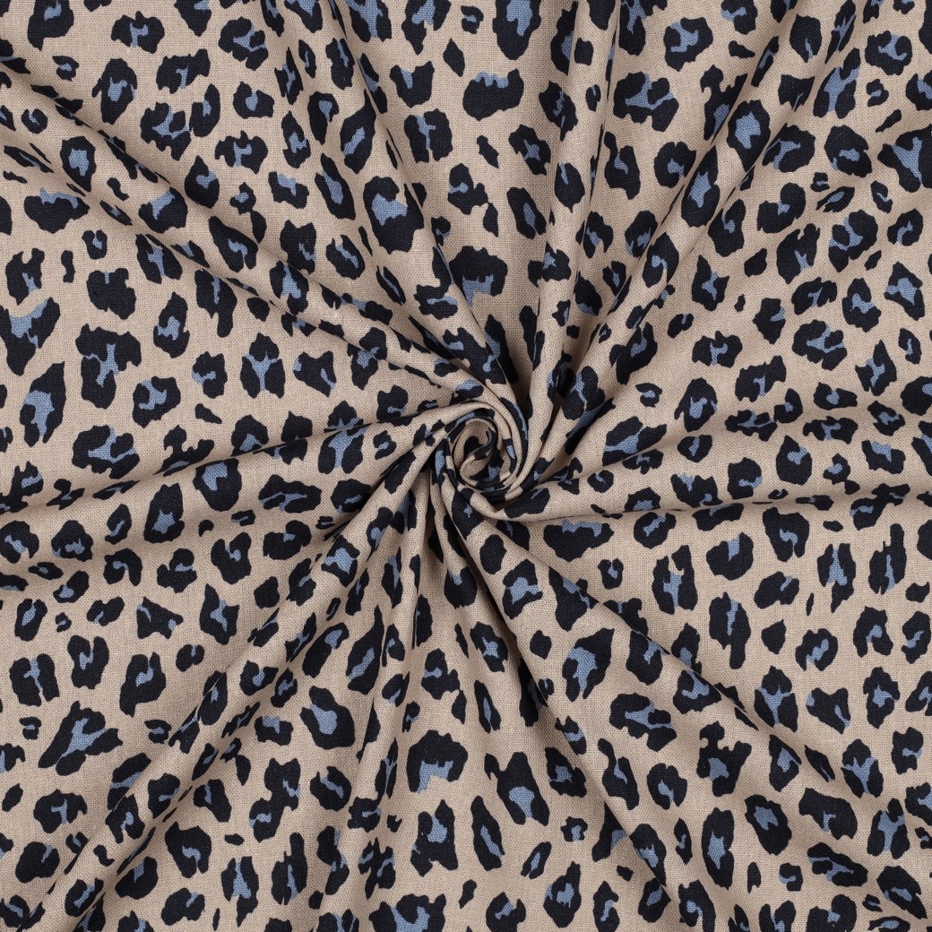 Linnen Viscose Stof Dierenprint Camel
