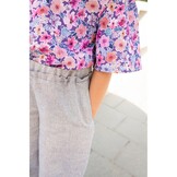 Katoen Linnen Lurex Stof Blauw