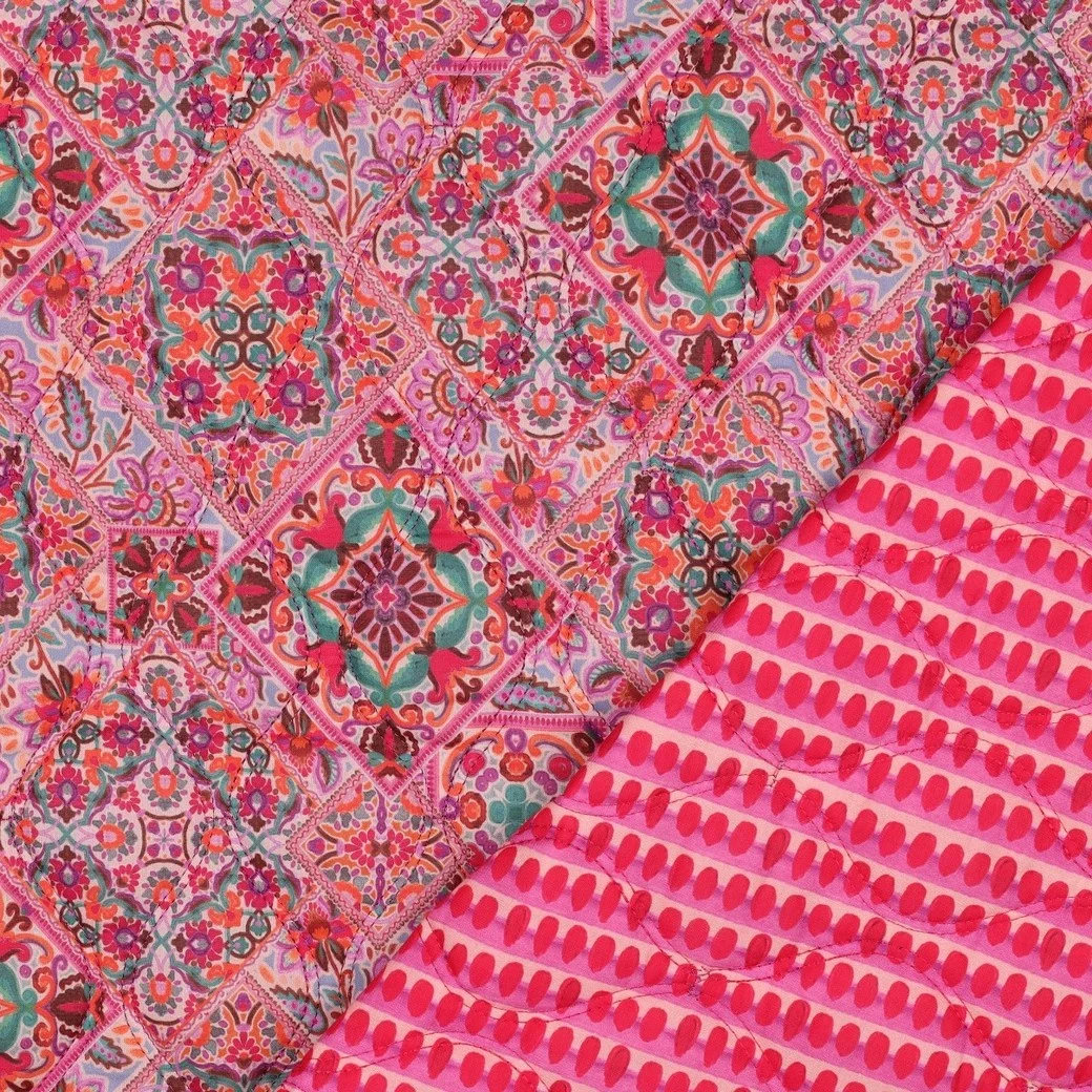 Stepped Voile Katoen Patchwork Roze – Gewatteerd & Trendy