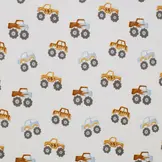 Rib Jersey Stof - Monster Truck– Perfect voor Baby & Kids