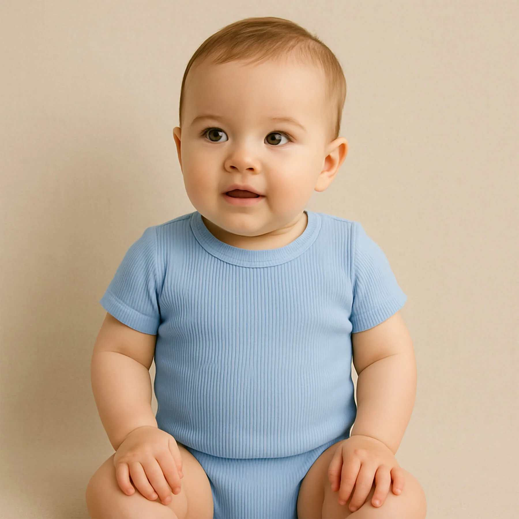 Rib Jersey Stof Licht Blauw– Zacht & Comfortabel