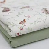 Jersey Katoen Digitale Print - Roodborstje Met Konijn