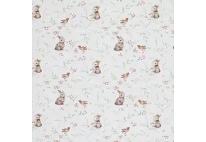 Jersey Katoen Digitale Print - Roodborstje Met Konijn