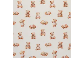 Jersey Katoen Digitale Print - Slapende Teddybeer Beige