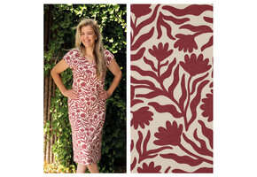 Sweat Stof Natural Bloemen – Bordeauxrood