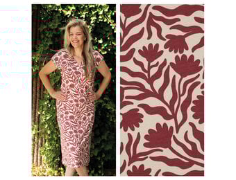 Sweat Stof Natural Bloemen – Bordeauxrood