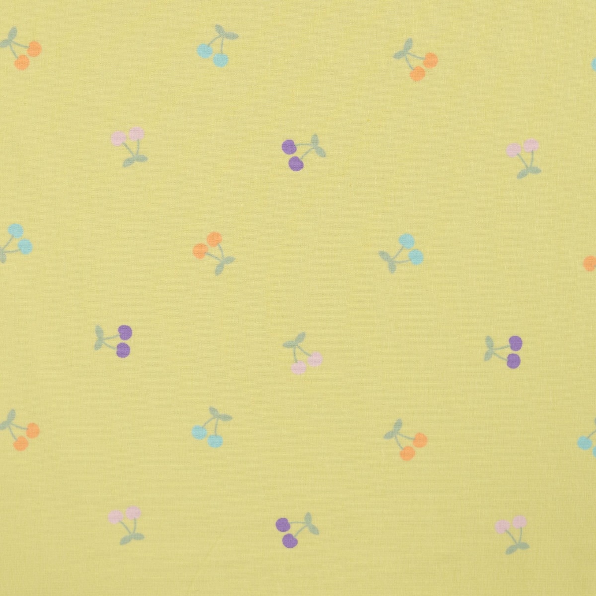 Jersey Katoen Stof Kersjes Zacht Geel – Zacht, Rekbaar & Ademend