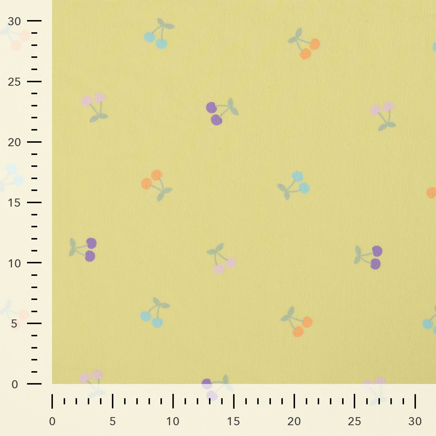 Jersey Katoen Stof Kersjes Zacht Geel – Zacht, Rekbaar & Ademend