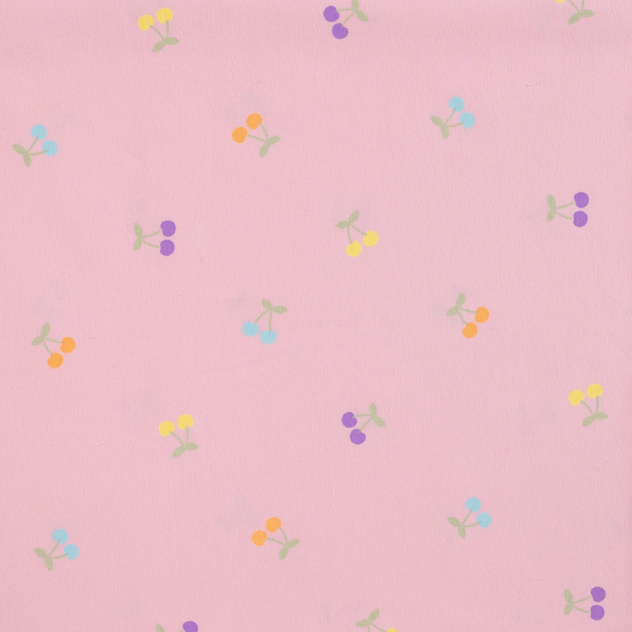 Jersey Katoen Stof Kersjes Roze – Zacht, Rekbaar & Ademend