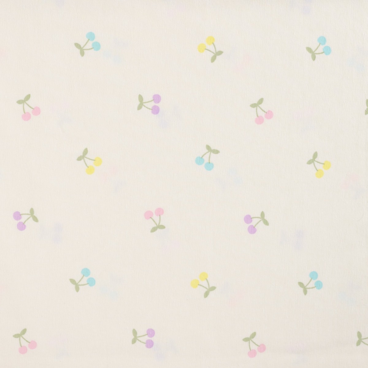 Jersey Katoen Stof Kersjes Ecru – Zacht, Rekbaar & Ademend