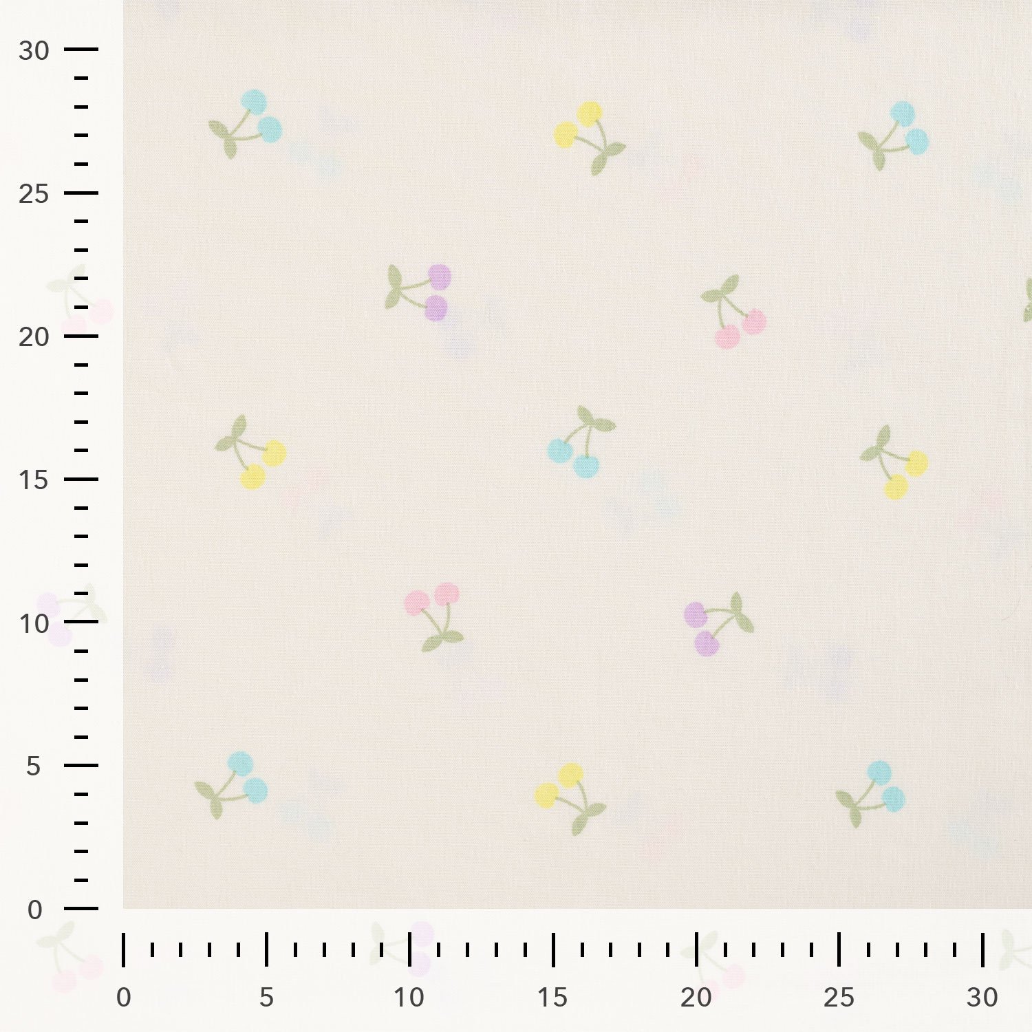 Jersey Katoen Stof Kersjes Ecru – Zacht, Rekbaar & Ademend