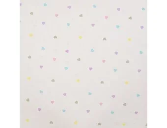 Jersey Katoen Stof – Hartjes Ecru