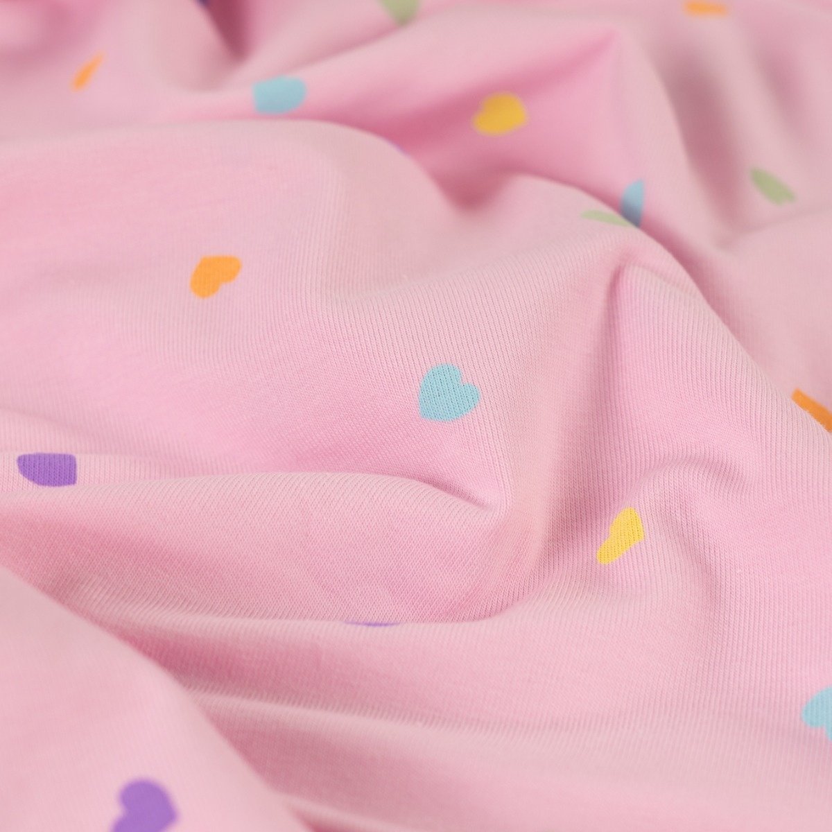 Jersey Katoen Stof – Hartjes Roze – Zacht, Rekbaar & Ademend