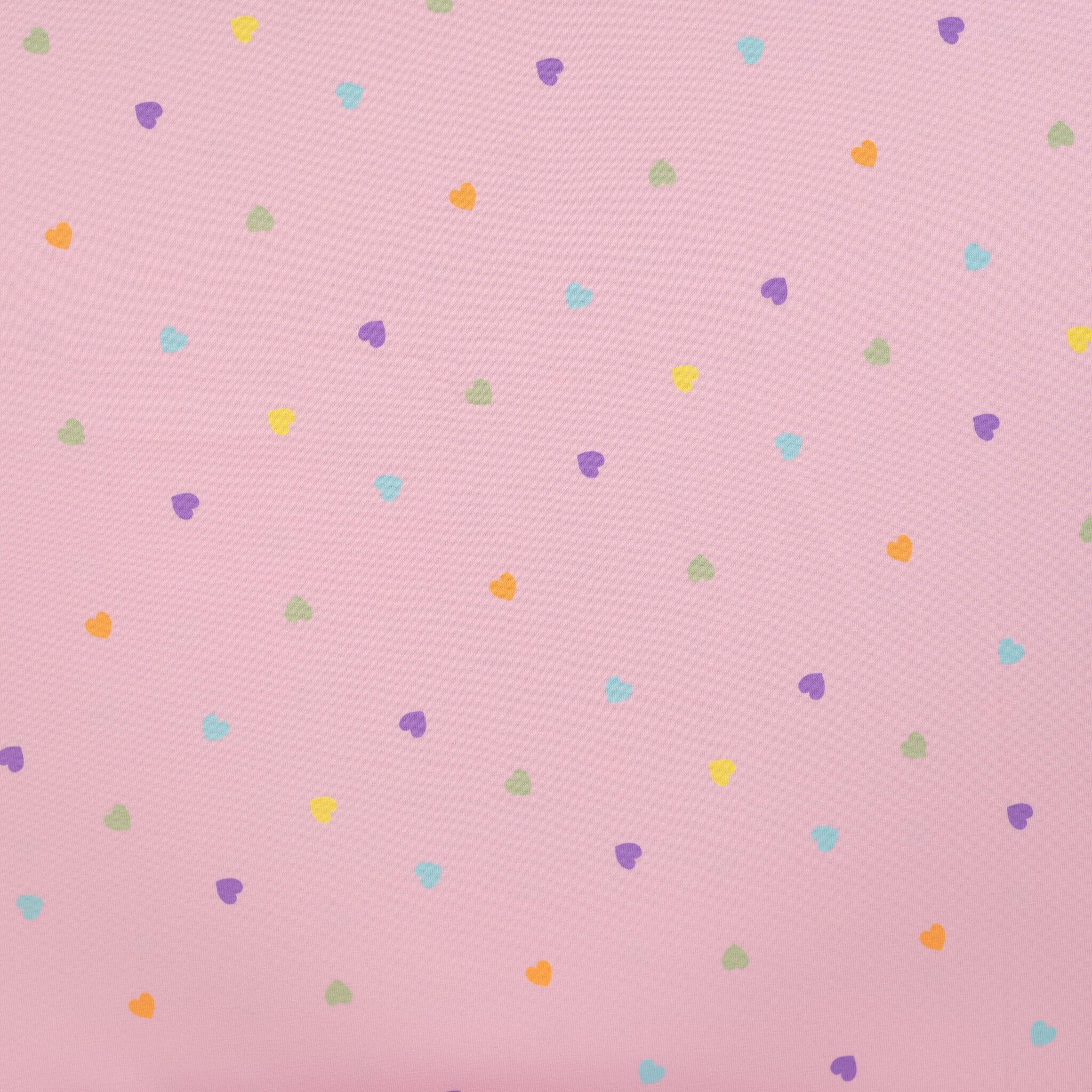 Jersey Katoen Stof – Hartjes Roze – Zacht, Rekbaar & Ademend