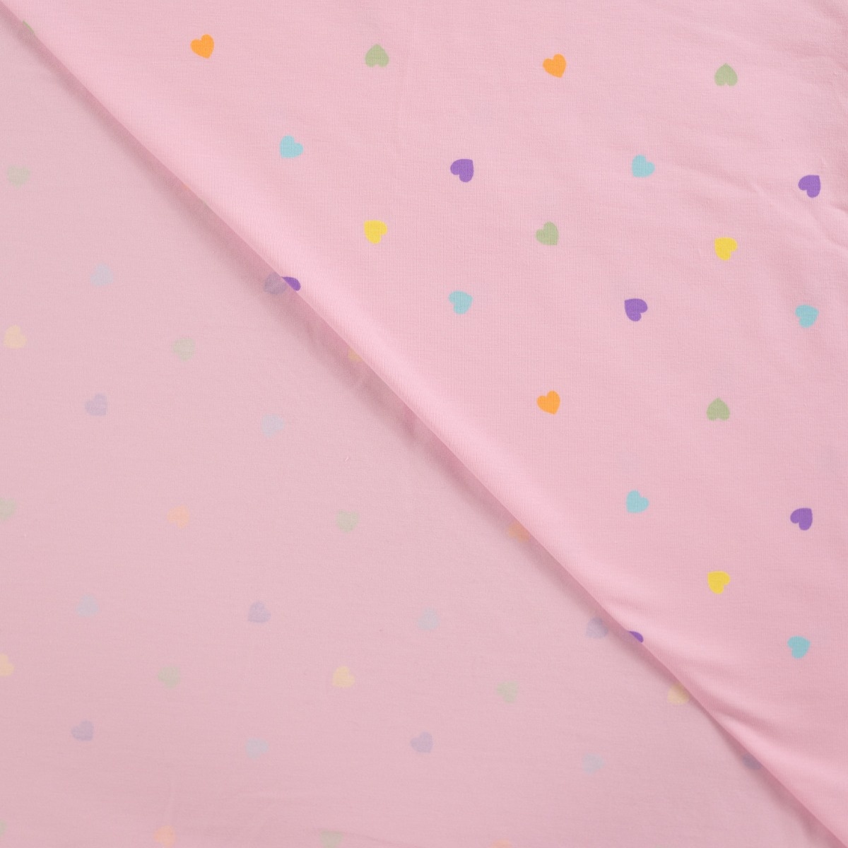 Jersey Katoen Stof – Hartjes Roze – Zacht, Rekbaar & Ademend