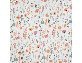 Jersey Katoen Stof – Bloemenveld Ecru