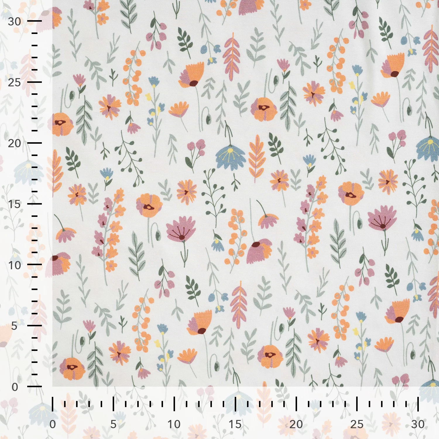 Jersey Katoen Stof Bloemenveld Ecru – Zacht, Rekbaar & Ademend