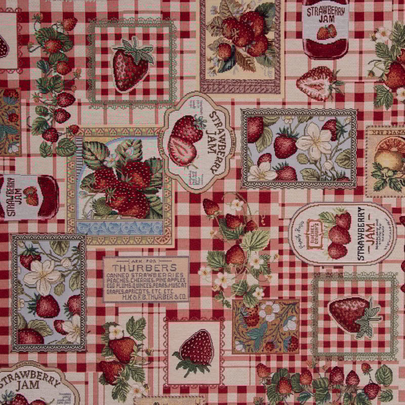 Gobelin Stof Aardbeien Jam – Warm & Landelijk