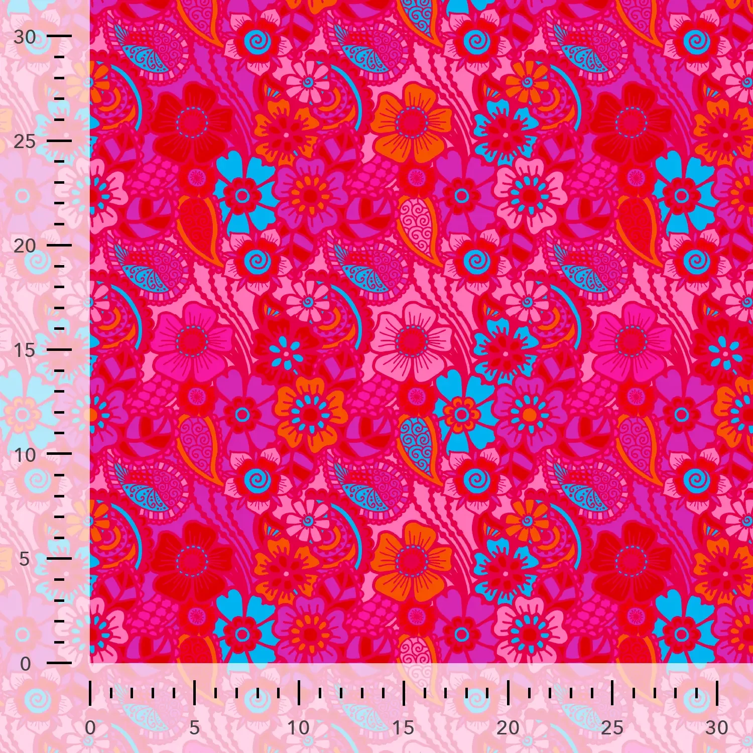 French Terry Stof Vintage Bloemen Fuchsia – Zacht & Rekbaar