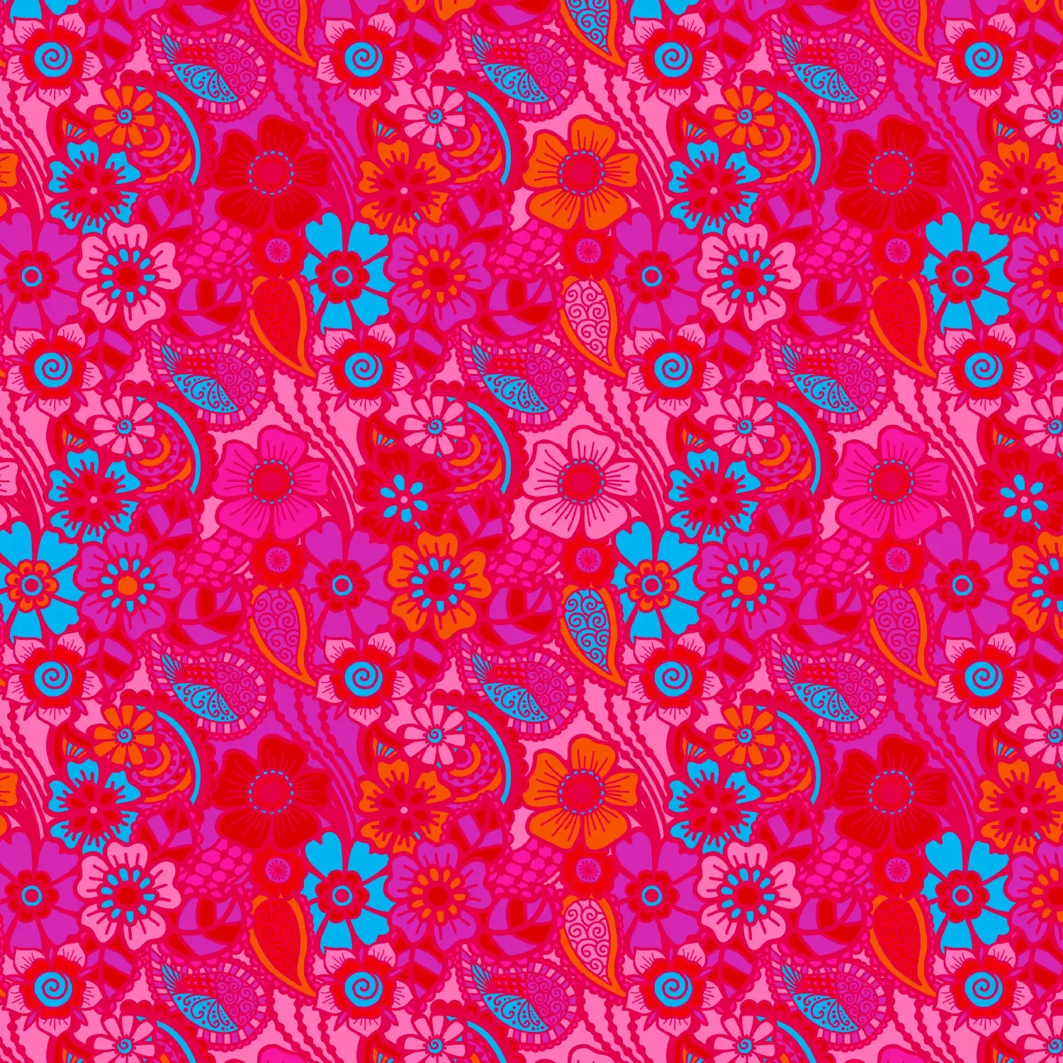 French Terry Stof Vintage Bloemen Fuchsia – Zacht & Rekbaar