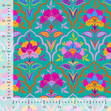 French Terry Stof Vintage Bloemen Light Petrol – Zacht & Rekbaar