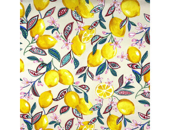 Katoen Stof Citroenen – Ecru