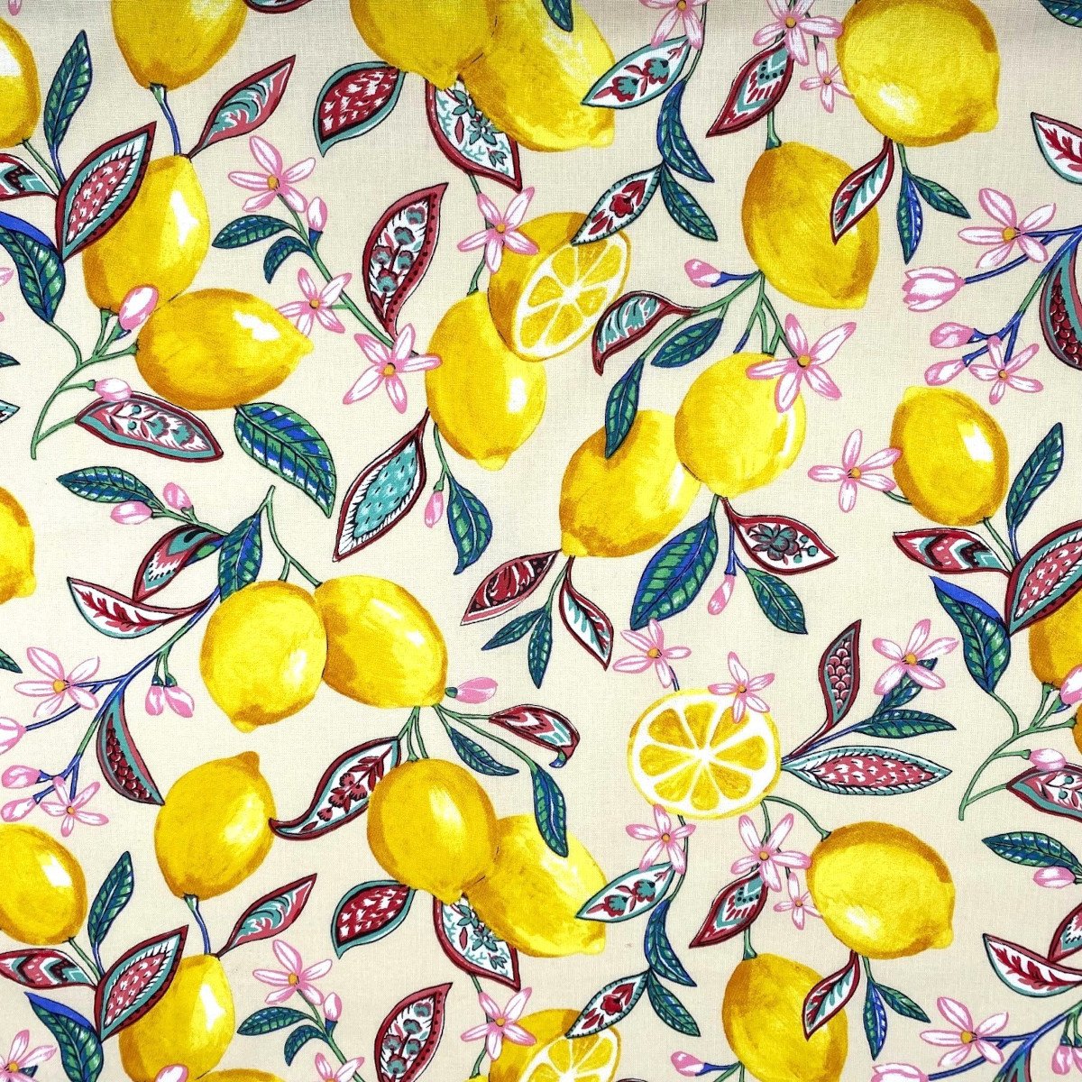 Katoen Stof Citroenen Ecru – Fris, Zomers & Decoratief