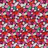 Katoen Stof Aardbeien Donkerblauw – Speels & Kleurrijk