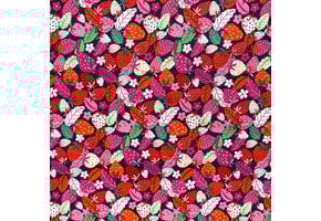 Katoen Stof Aardbeien – Donkerblauw