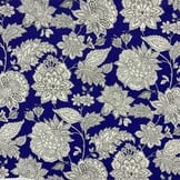 Katoen Stof Sharma Bloemen - Inktblauw - Crème