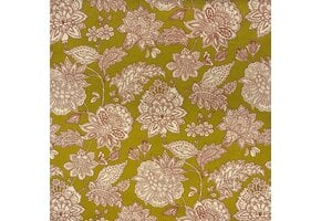 Katoen Stof Sharma Bloemen - Curry - Crème