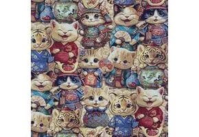 Gobelin Stof Miaouki Katten – Multicolor