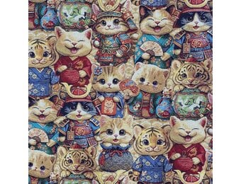 Gobelin Stof Miaouki Katten – Multicolor