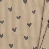 Rib Jersey Stof Hartjes Donker Beige – Comfortabel & Oeko-Tex