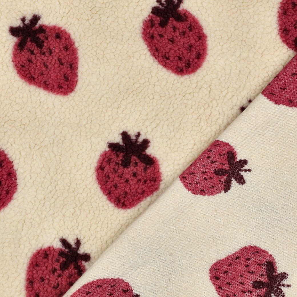 Teddy Stof Aardbeien – Ecru – Zacht, Warm & Speels