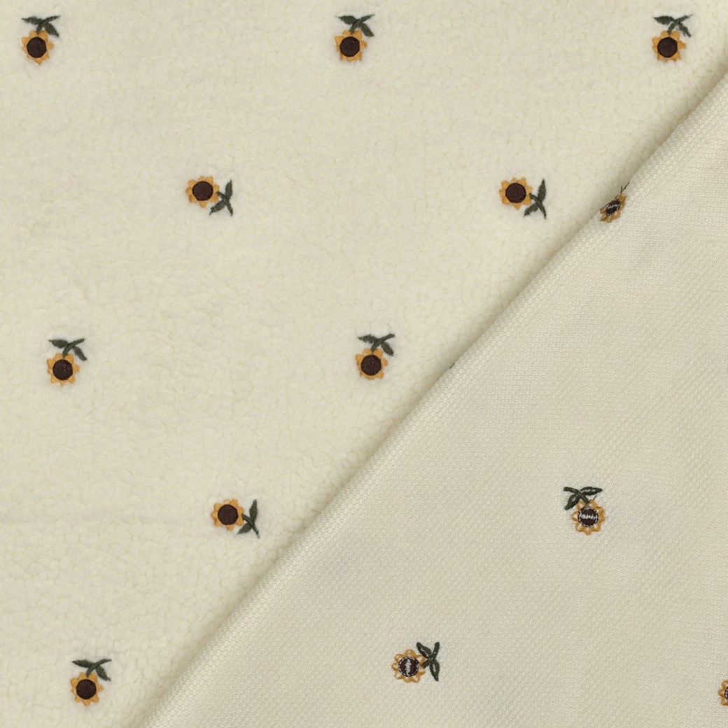 Teddy Stof Embroidery Zonnebloemen – Zacht, Warm & Speels