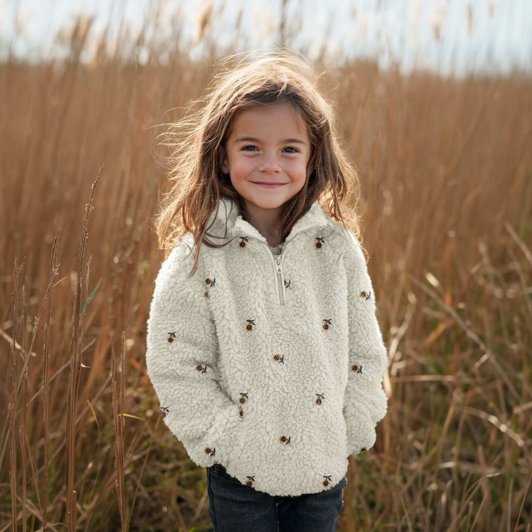 Teddy Stof Embroidery Zonnebloemen – Zacht, Warm & Speels