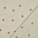 Teddy Stof Embroidery Perzikjes Ecru – Zacht, Warm & Schattig