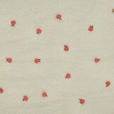 Teddy Stof Embroidery Perzikjes Ecru – Zacht, Warm & Schattig