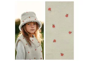 Teddy Stof Embroidery Perziken – Ecru