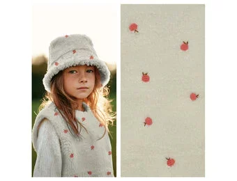 Teddy Stof Embroidery Perziken – Ecru